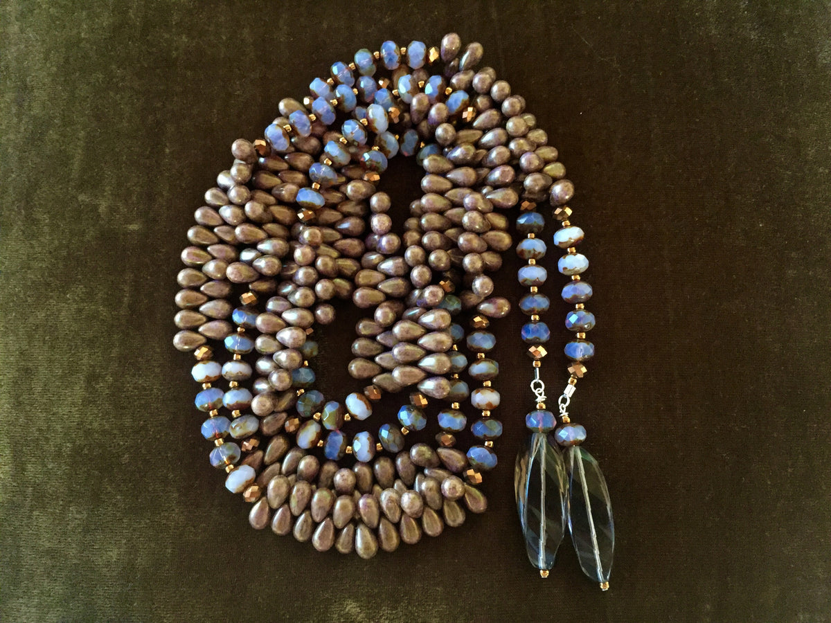 One-of-a-kind Lariat - White Coral Teardrop beads, Czech gold teardrop –  Carol Kahn Designs